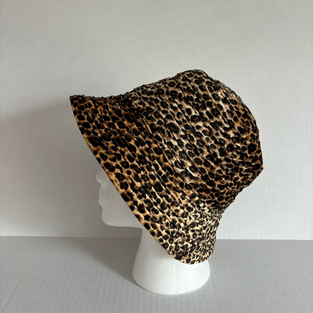 Leopard Print Velvety Bucket Hat One Size Fits Most